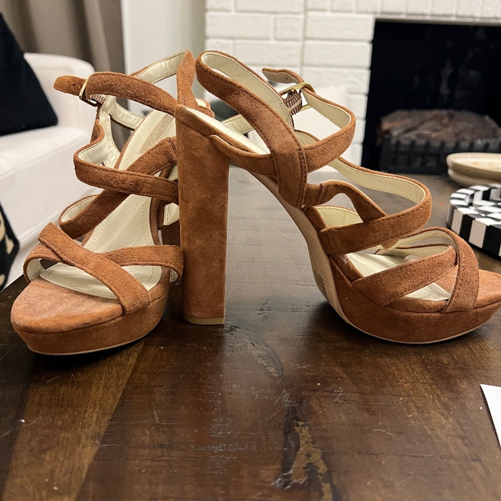 BCBG Elegant Tan Suede Women's Heels